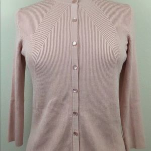 Cable & Gauge Pink Cardigan 3/4 Sleeve Size M